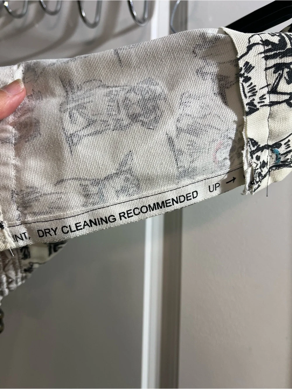 Dog Print Valance with Beaded Trim - Cream and Black